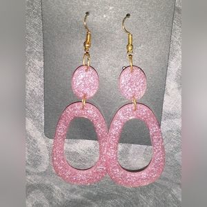 Pink oval drop earrings